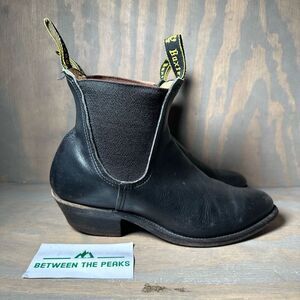 Baxter Womens 9 Dancer Chelsea Boots Black Leather Pull Tab Ankle Block Slip On